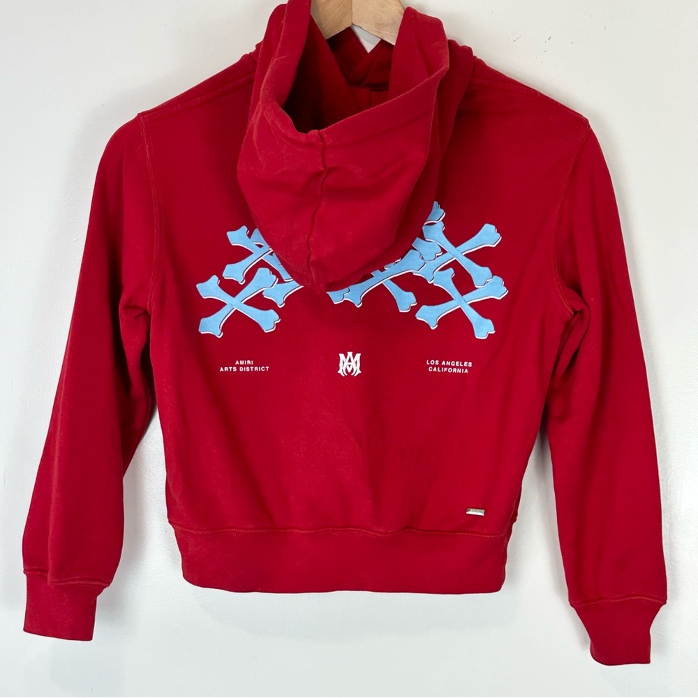 Amiri Boys Red Kids Bones Graphic Hoodie 100% Cotton Size 6Y